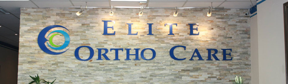 Elite Ortho Care reception wall in Markham